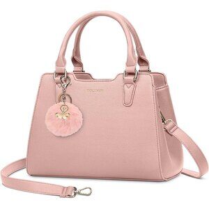 Women's Pink Leather Zipper Stylish Elegant Detachable Crossbody Hand Bag